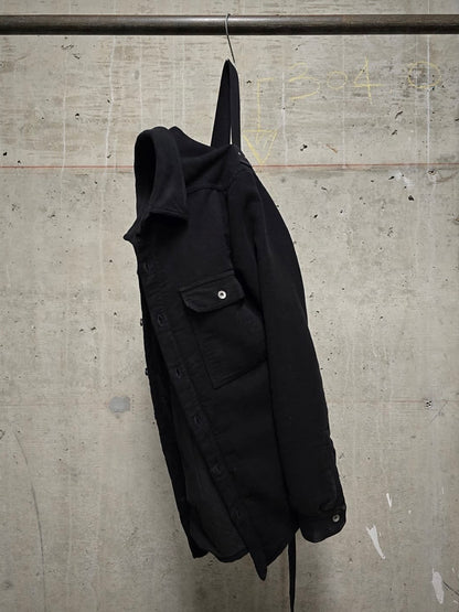 Rick Owens DRKSHDW AW24 "PORTERVILLE" Black Cotton Moleskin 'Outershirt'