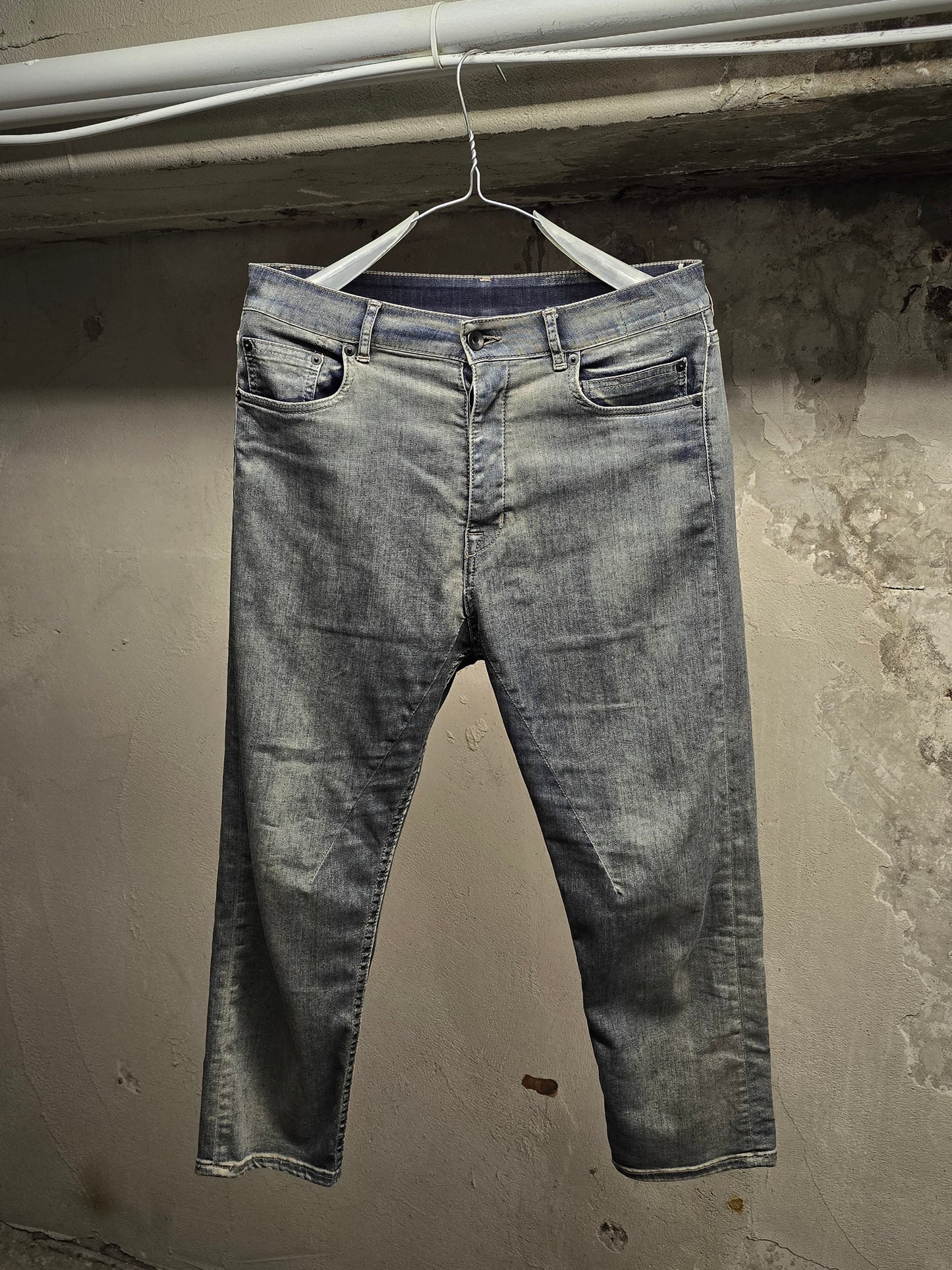 Rick Owens DRKSHDW SS19 "BABEL" HUSTLER 'Berlin Cropped Cut' Denim