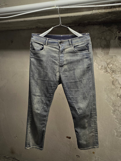 Rick Owens DRKSHDW SS19 "BABEL" HUSTLER 'Berlin Cropped Cut' Denim