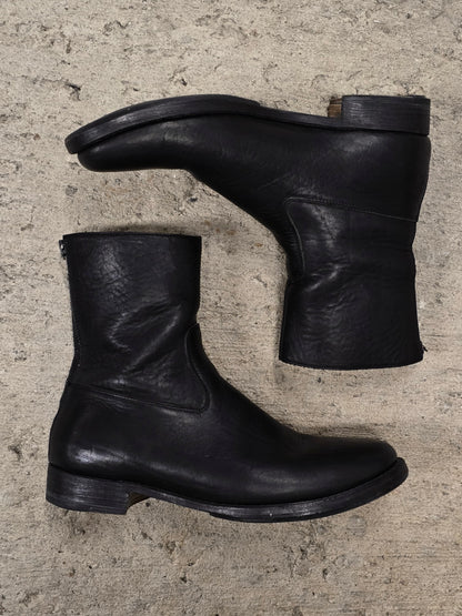 wjk by Jun Hashimoto 00s Black Bison Leather Back Zip Boots