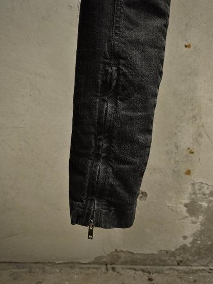 Gareth Pugh AW10-11 Charcoal Grey Back Frayed Skirt Layered Skinny Denim