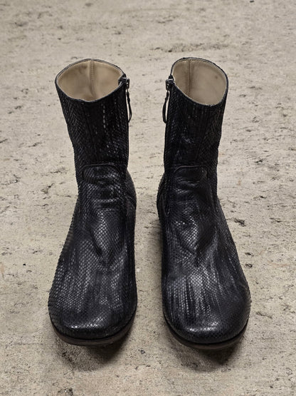 Carpe Diem Ealry 00s Striped Snakeskin Leather Side Zip Boots