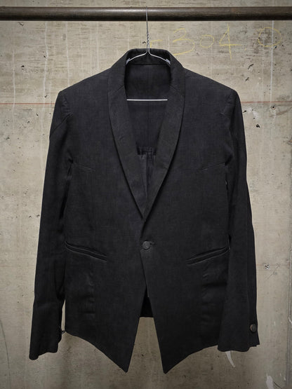 Boris Bidjan Saberi AW13-14 'SUIT2-F1780' Charcoal Grey Heavy Cotton Canvas Shawl Collar Blazer