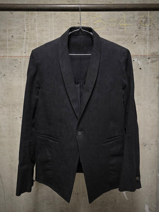 Boris Bidjan Saberi AW13-14 'SUIT2-F1780' Charcoal Grey Heavy Cotton Canvas Shawl Collar Blazer