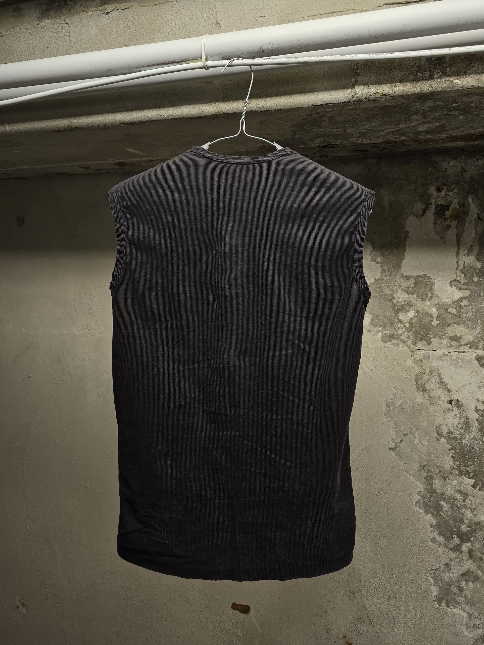 Carol Christian Poell AW00-01 "NEEDLE" Grey Corduroy Tank Top detail | DRIEW GARMENTS