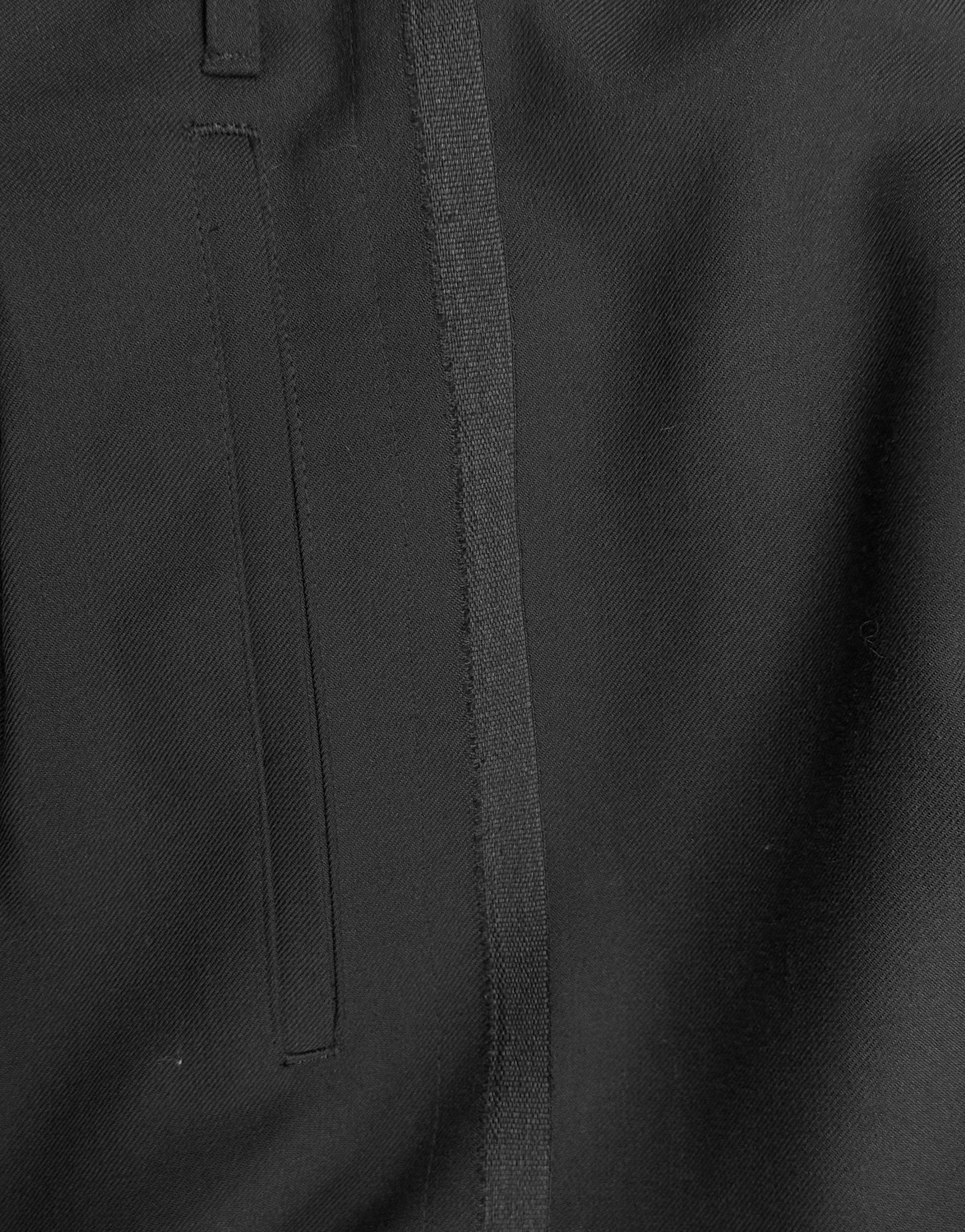 Close-up of a black fabric texture with a visible seam.