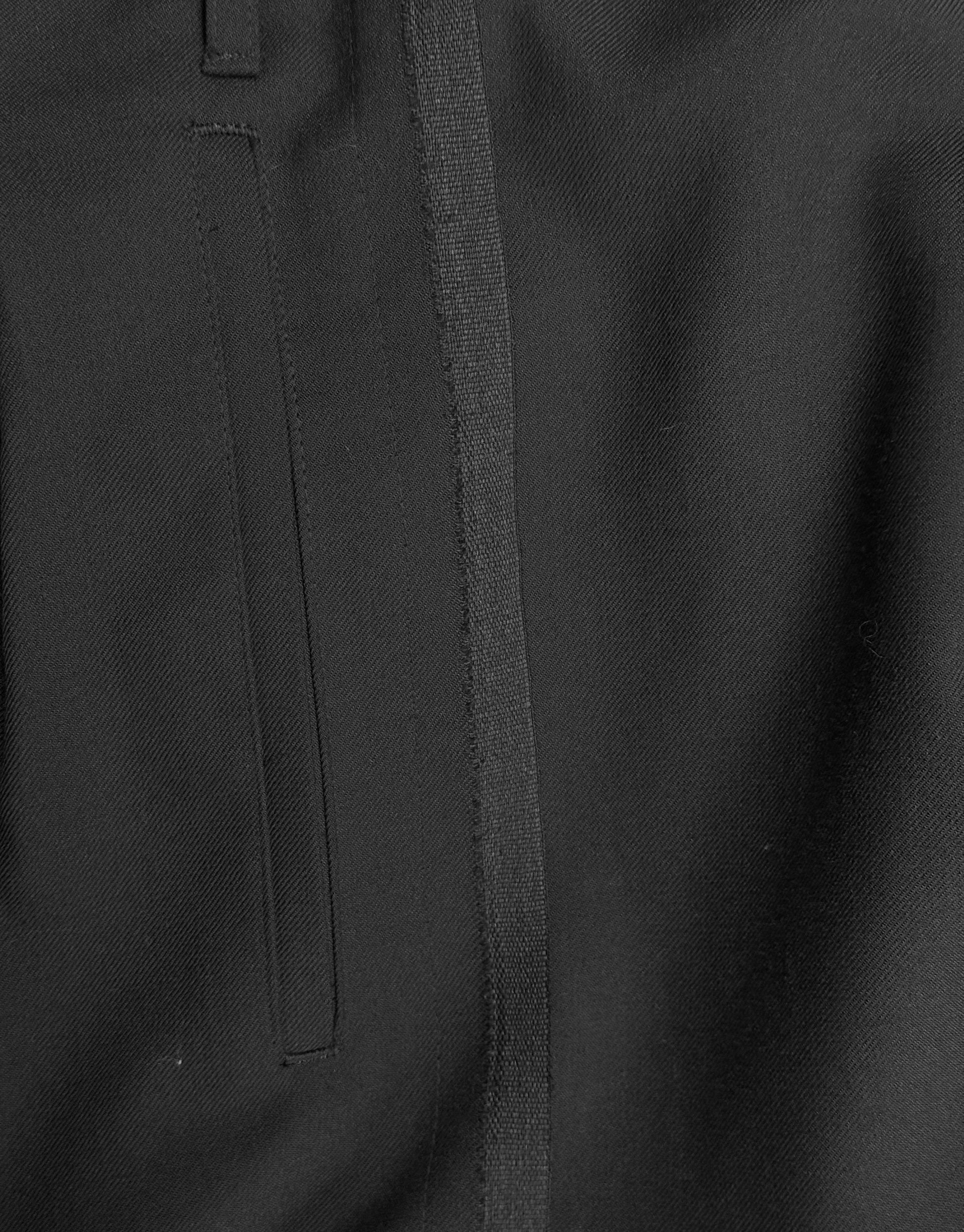 Close-up of a black fabric texture with a visible seam.
