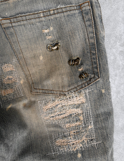 IfSixWasNine Early 00s 'No. MUDMAX/BCM 351 DK' Distressed Blue Denim