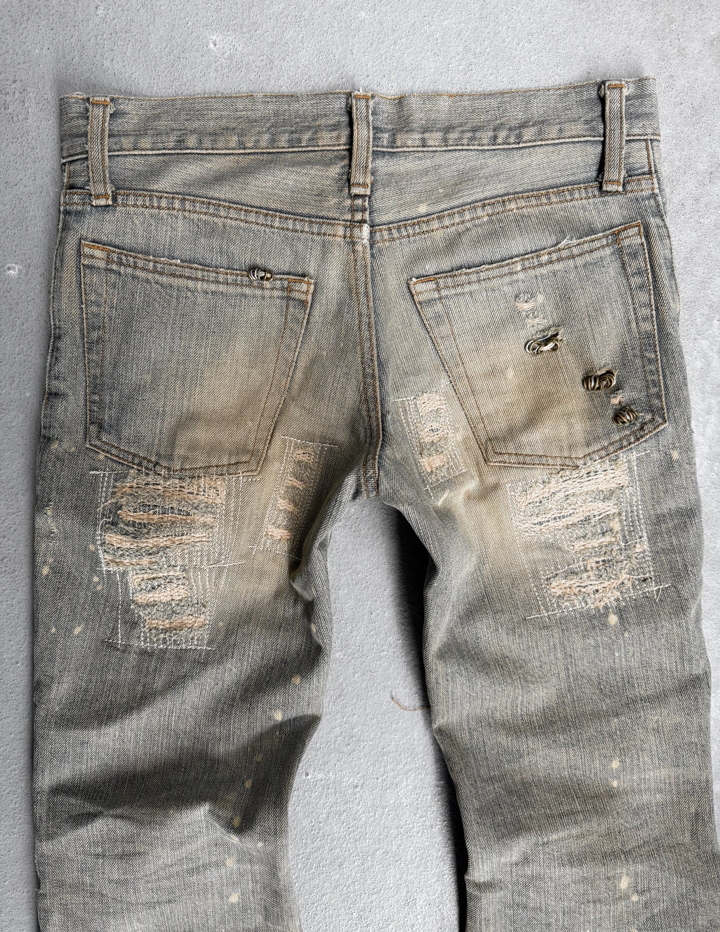 IfSixWasNine Early 00s 'No. MUDMAX/BCM 351 DK' Distressed Blue Denim