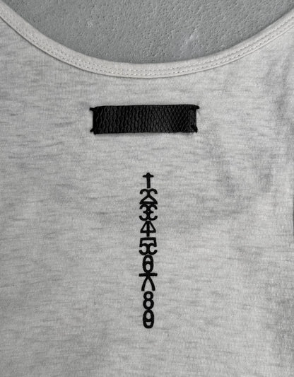 IfSixWasNine 'No. BONE-2/TK/M' Asymmetrical Raw Hem Cut Tank Top