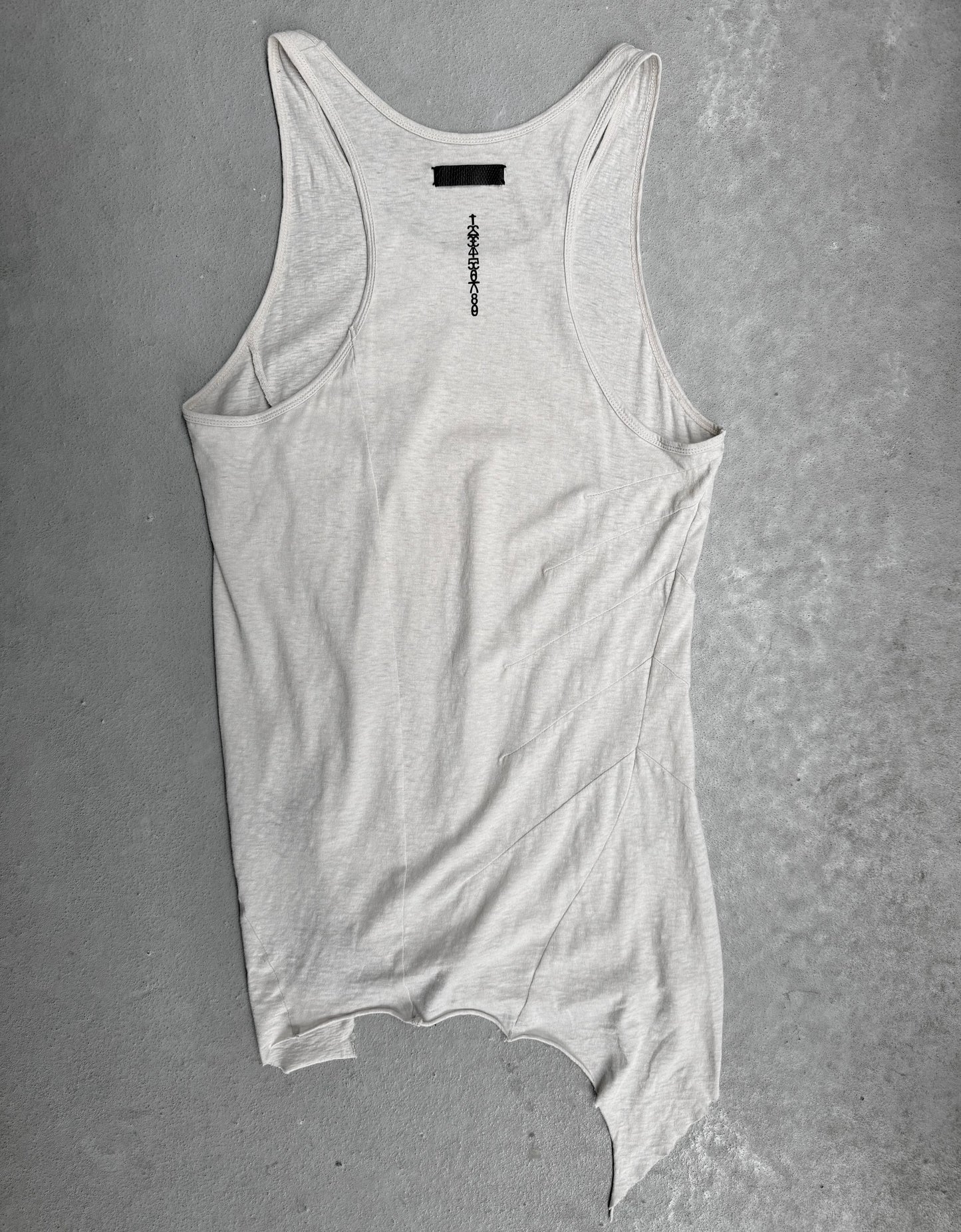IfSixWasNine 'No. BONE-2/TK/M' Asymmetrical Raw Hem Cut Tank Top