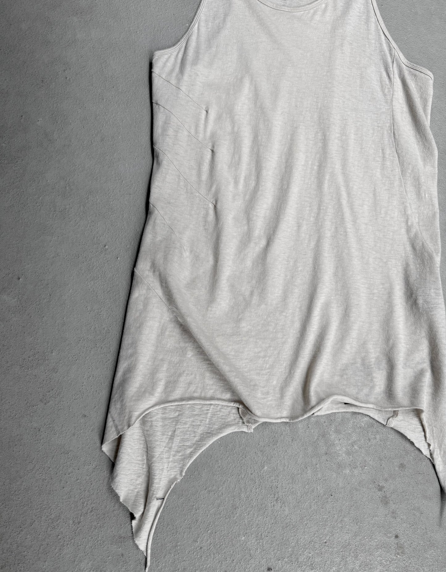 IfSixWasNine 'No. BONE-2/TK/M' Asymmetrical Raw Hem Cut Tank Top