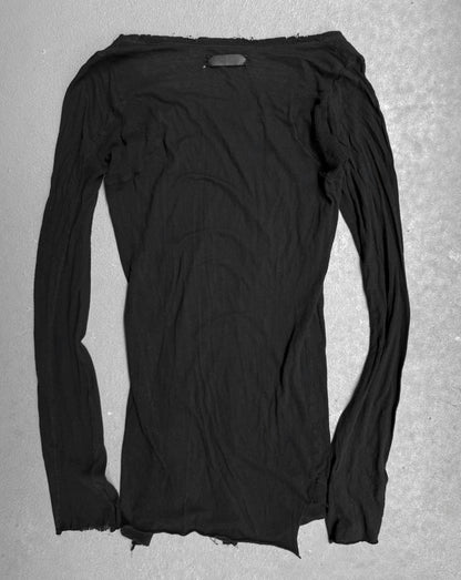 Black long-sleeve shirt on a gray background