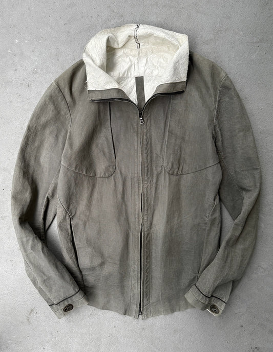 Gray jacket with a hood on a gray background