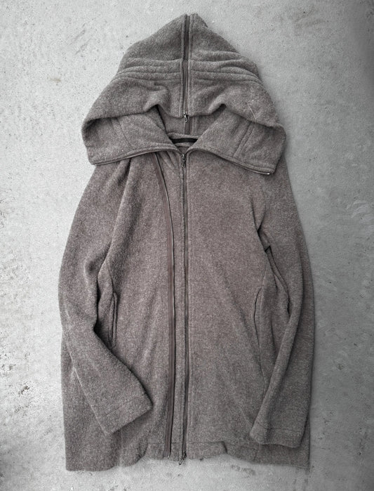 Gray hoodie on a textured gray background