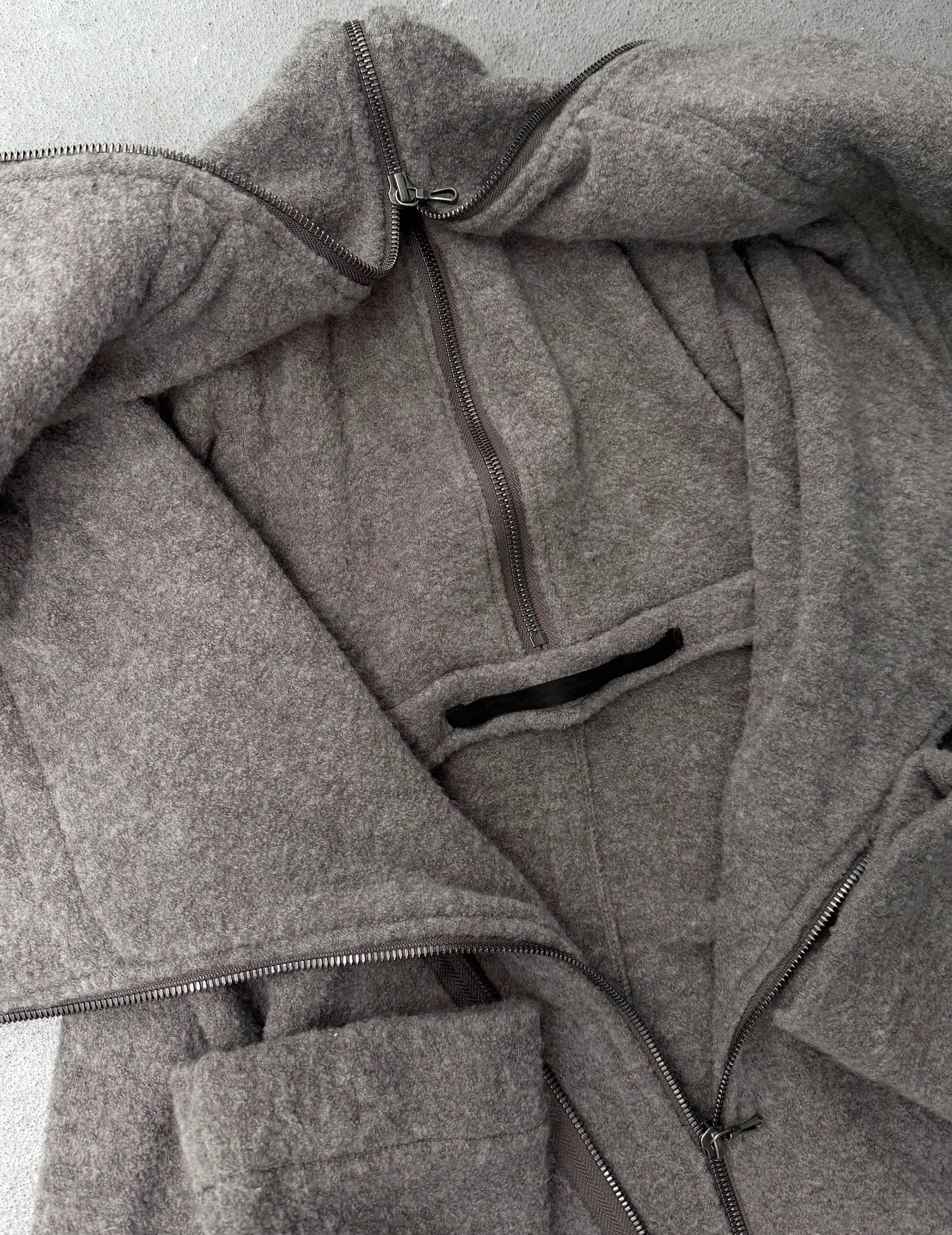 Julius_7 AW16-17 "beast;" Asymmetrical Zip ‘Exploder’ Hood Jersey Jacket