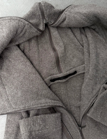 Julius_7 AW16-17 "beast;" Asymmetrical Zip ‘Exploder’ Hood Jersey Jacket