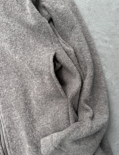 Julius_7 AW16-17 "beast;" Asymmetrical Zip ‘Exploder’ Hood Jersey Jacket