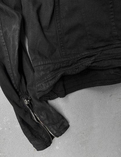 Julius_7 SS11 "Chaos ; Ontological Anarchism" Asymmetrical Zip Distressed Waxed 8oz Denim Rider Jacket