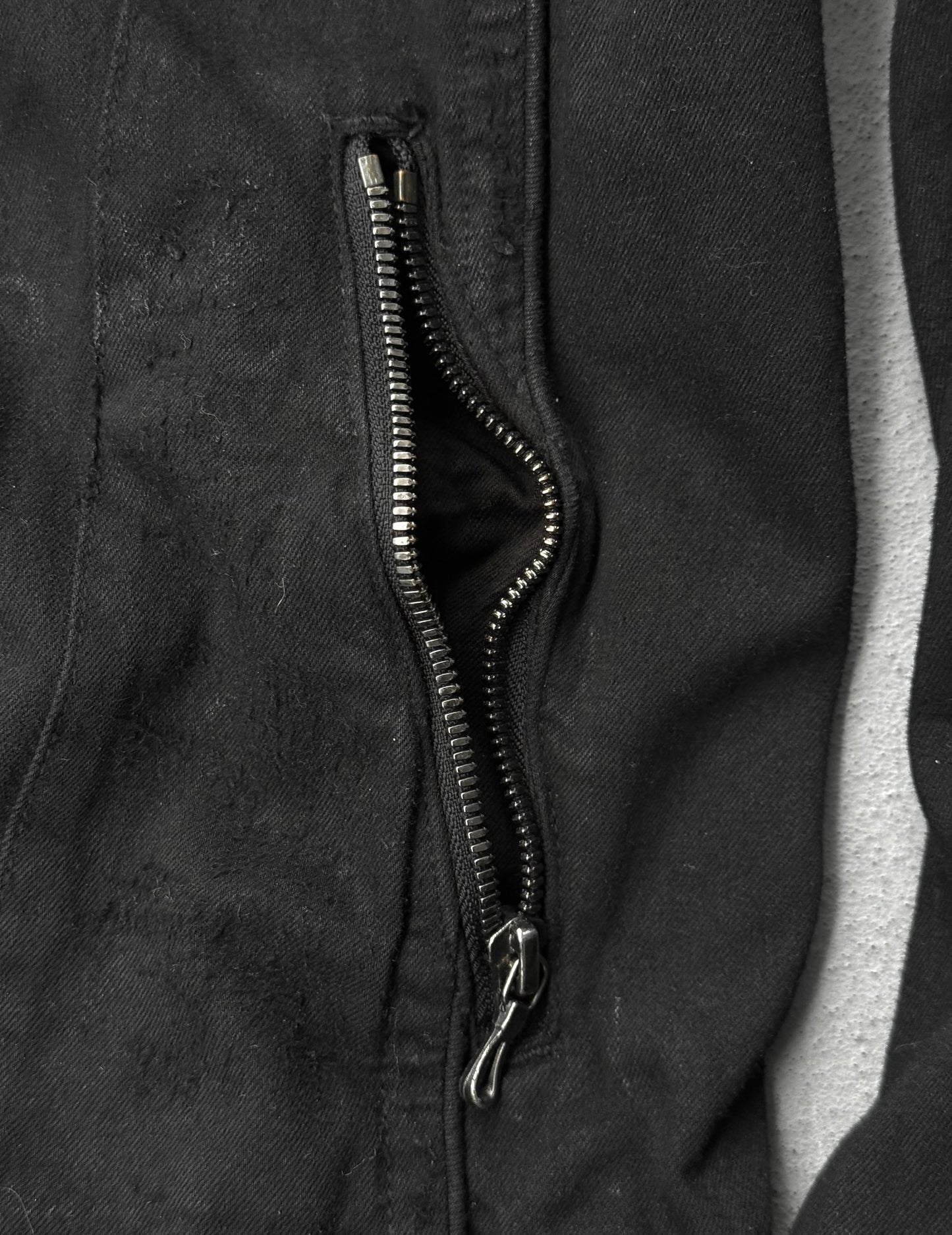 Julius_7 SS11 "Chaos ; Ontological Anarchism" Asymmetrical Zip Distressed Waxed 8oz Denim Rider Jacket