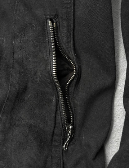 Julius_7 SS11 "Chaos ; Ontological Anarchism" Asymmetrical Zip Distressed Waxed 8oz Denim Rider Jacket