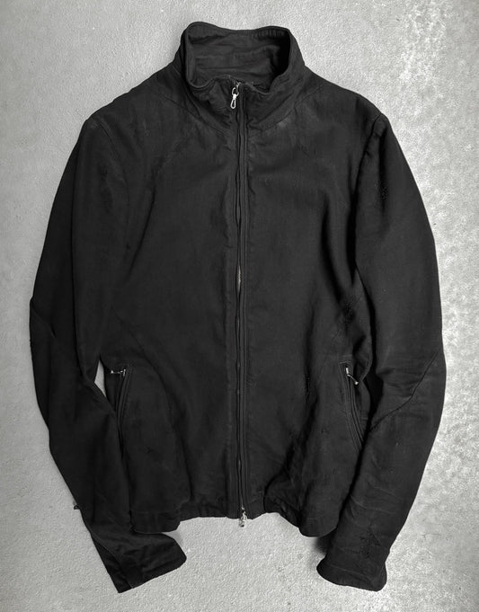 Black jacket on a gray textured background