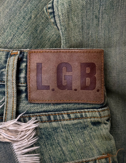 L.G.B Early 00s 'No. CRAZY WOLF 0072M' Acid Wash Blown Out Denim