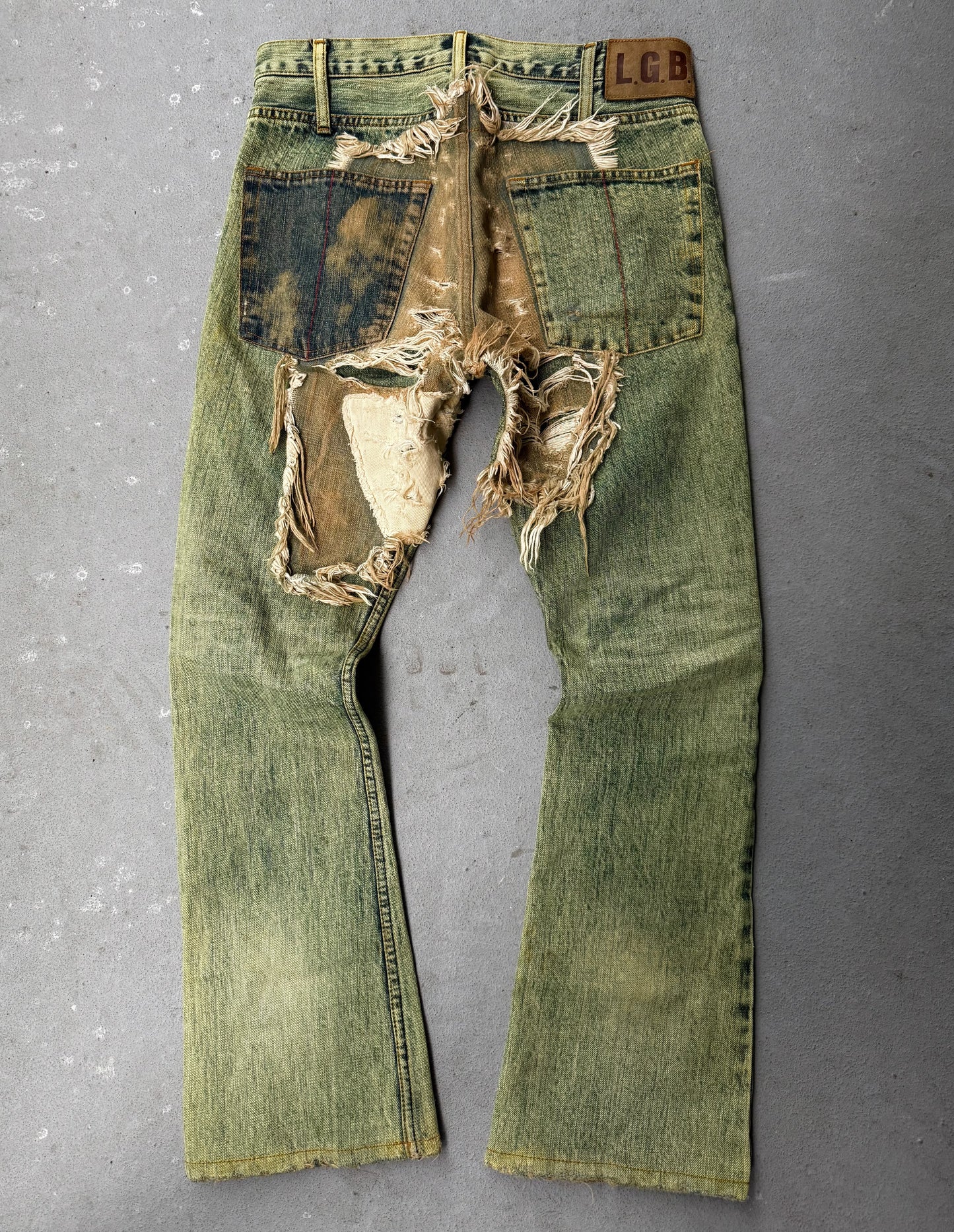 L.G.B Early 00s 'No. CRAZY WOLF 0072M' Acid Wash Blown Out Denim