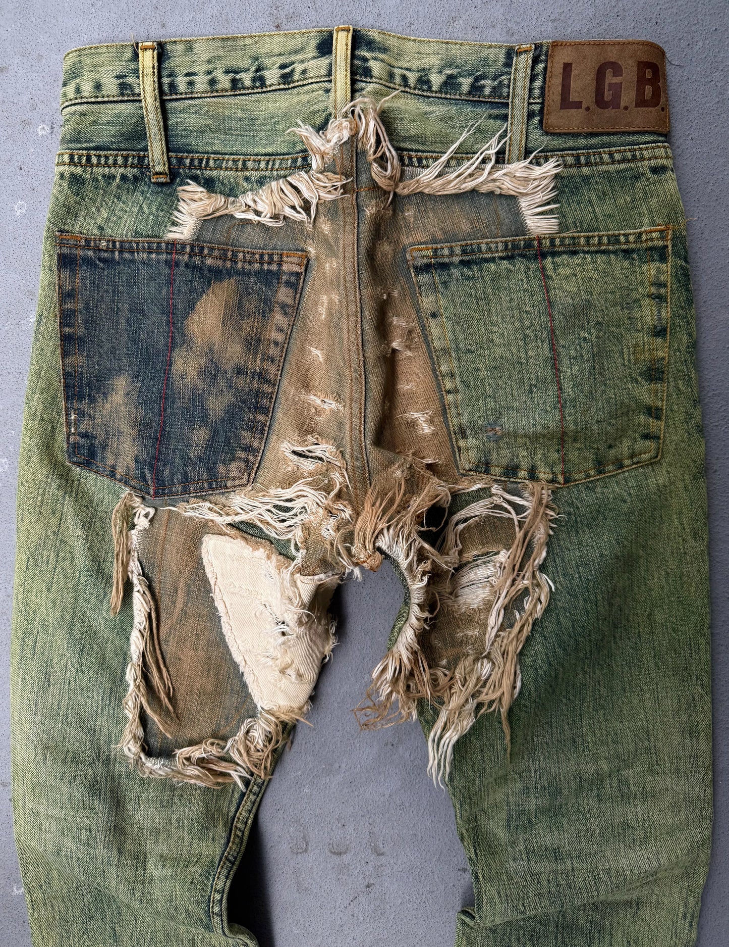 L.G.B Early 00s 'No. CRAZY WOLF 0072M' Acid Wash Blown Out Denim