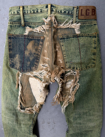 L.G.B Early 00s 'No. CRAZY WOLF 0072M' Acid Wash Blown Out Denim