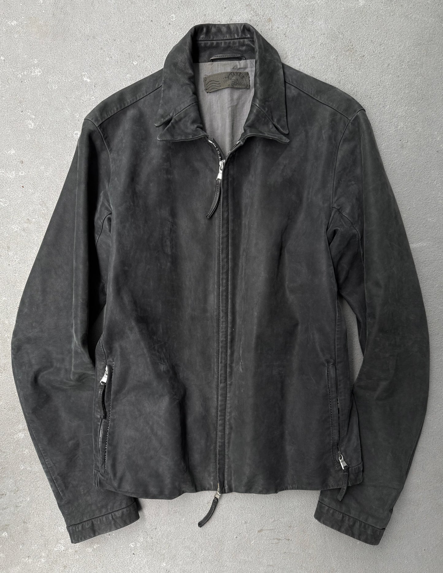 Dark gray jacket on a light gray background