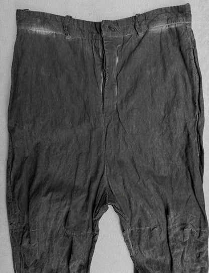 Dark gray pants on a light gray background