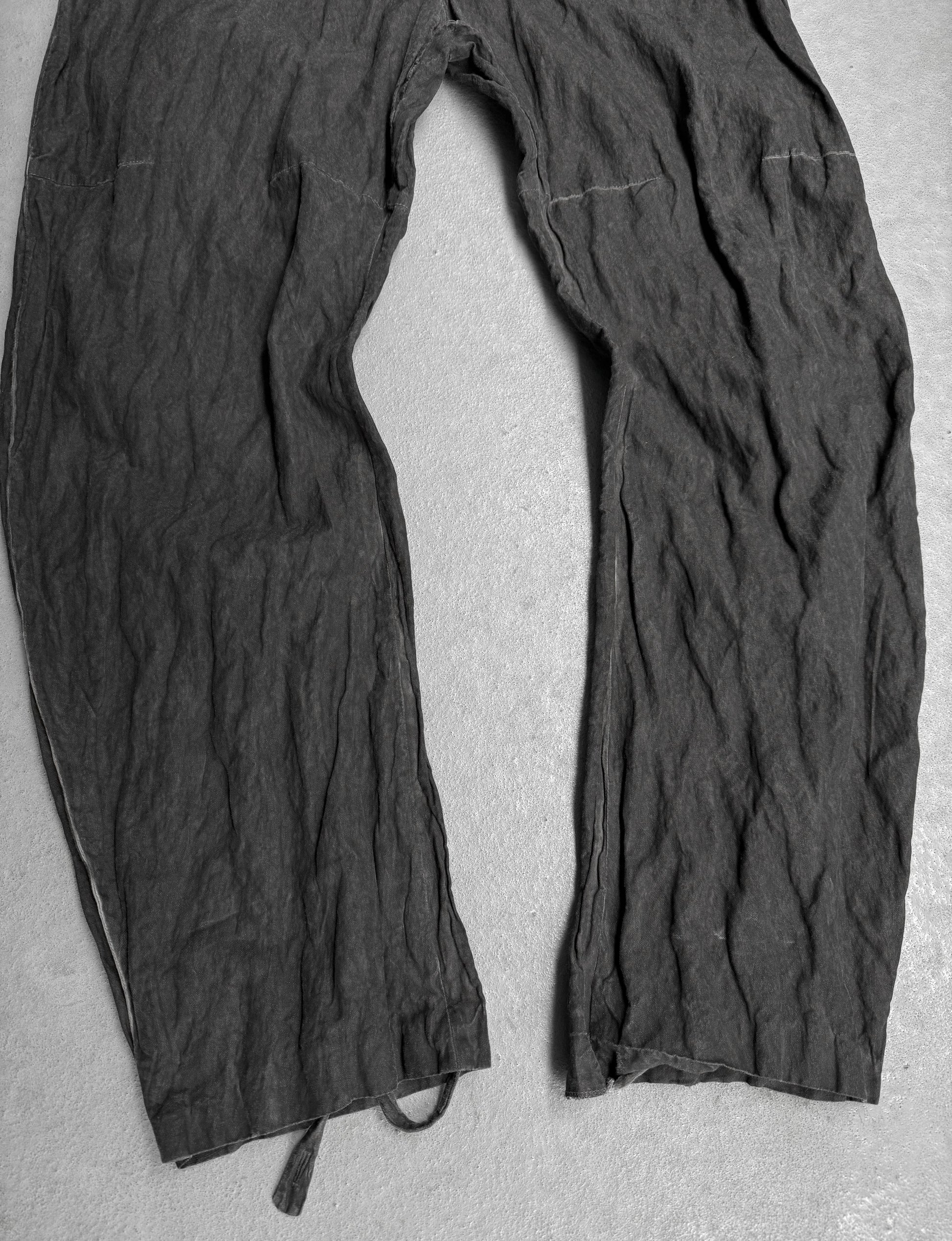 Dark gray pants on a light gray background