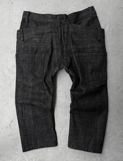 nude:masahiko maruyama Early 00s Deconstructed Double-waisted Cropped Denim