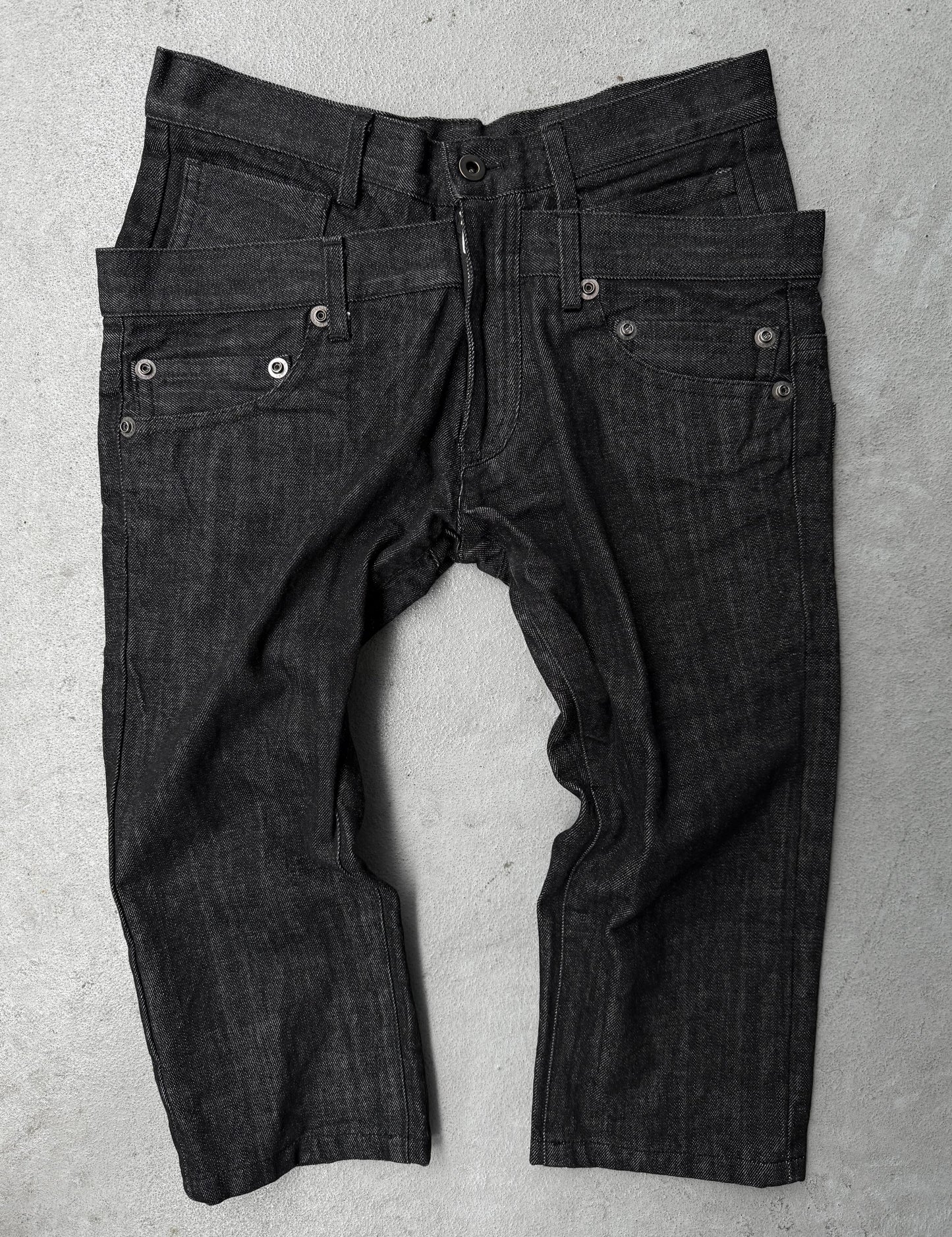 nude:masahiko maruyama Early 00s Deconstructed Double-waisted Cropped Denim