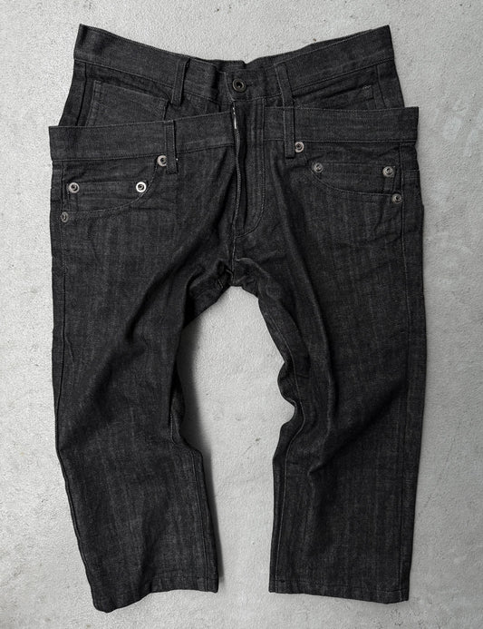 nude:masahiko maruyama Early 00s Deconstructed Double-waisted Cropped Denim
