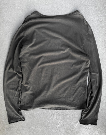 Dark gray long-sleeve shirt on a light gray background