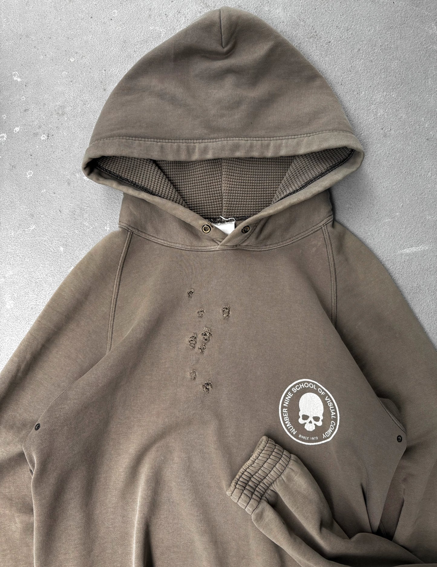 Number (N)ine SS01 “Time Migration” Bull*t Holes ‘Schools of Visual Comedy’ Skull Hoodie