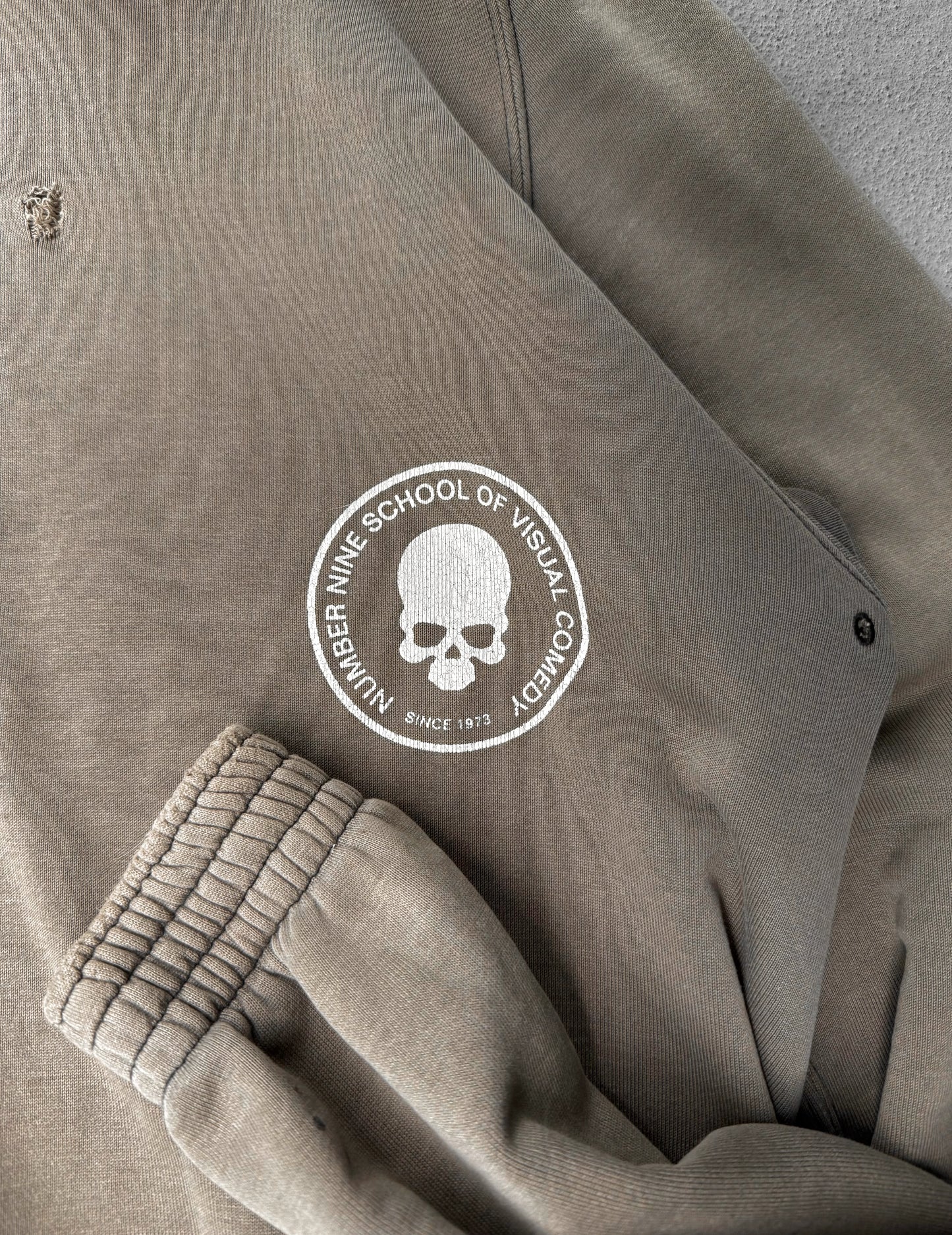 Number (N)ine SS01 “Time Migration” Bull*t Holes ‘Schools of Visual Comedy’ Skull Hoodie