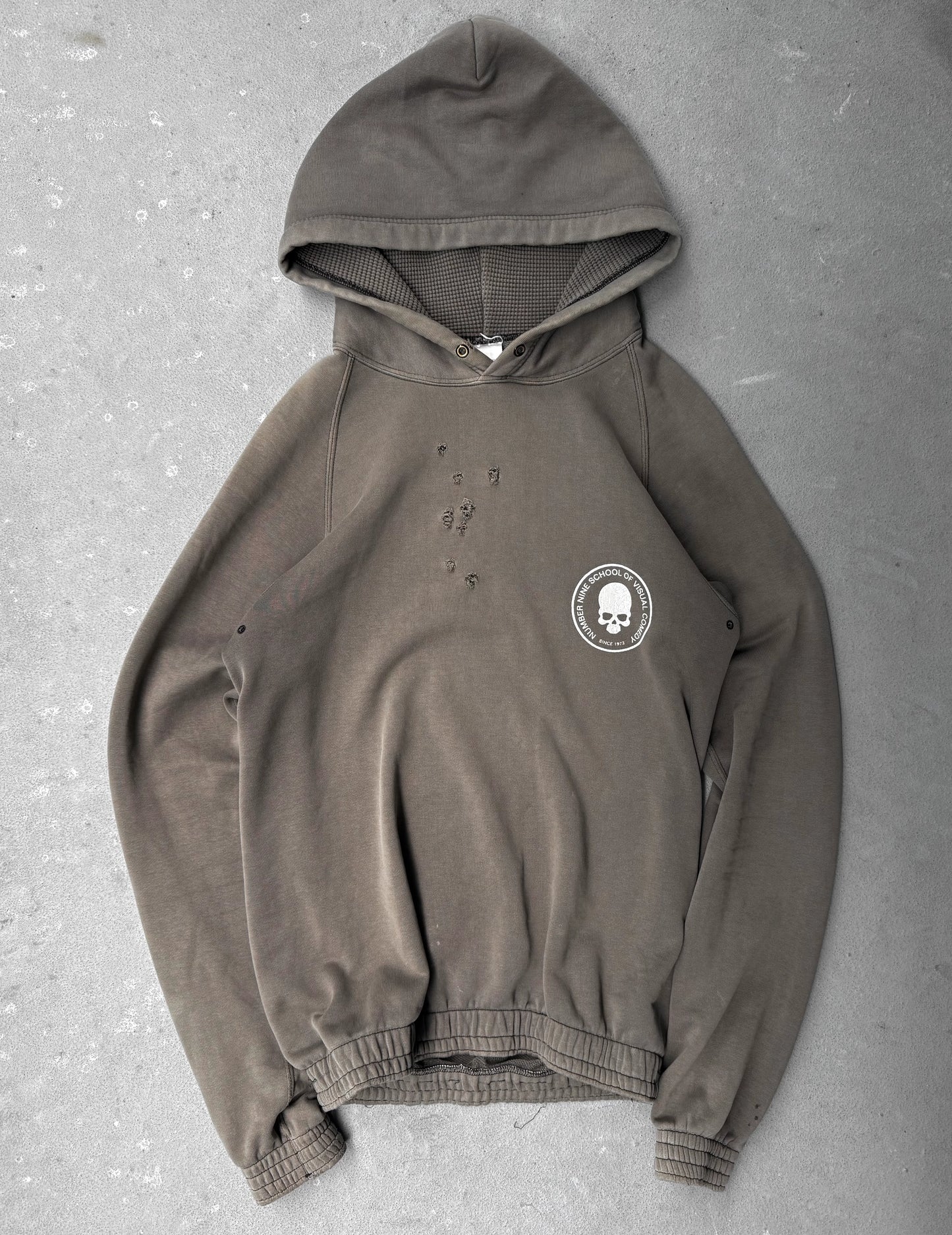 Number (N)ine SS01 “Time Migration” Bull*t Holes ‘Schools of Visual Comedy’ Skull Hoodie