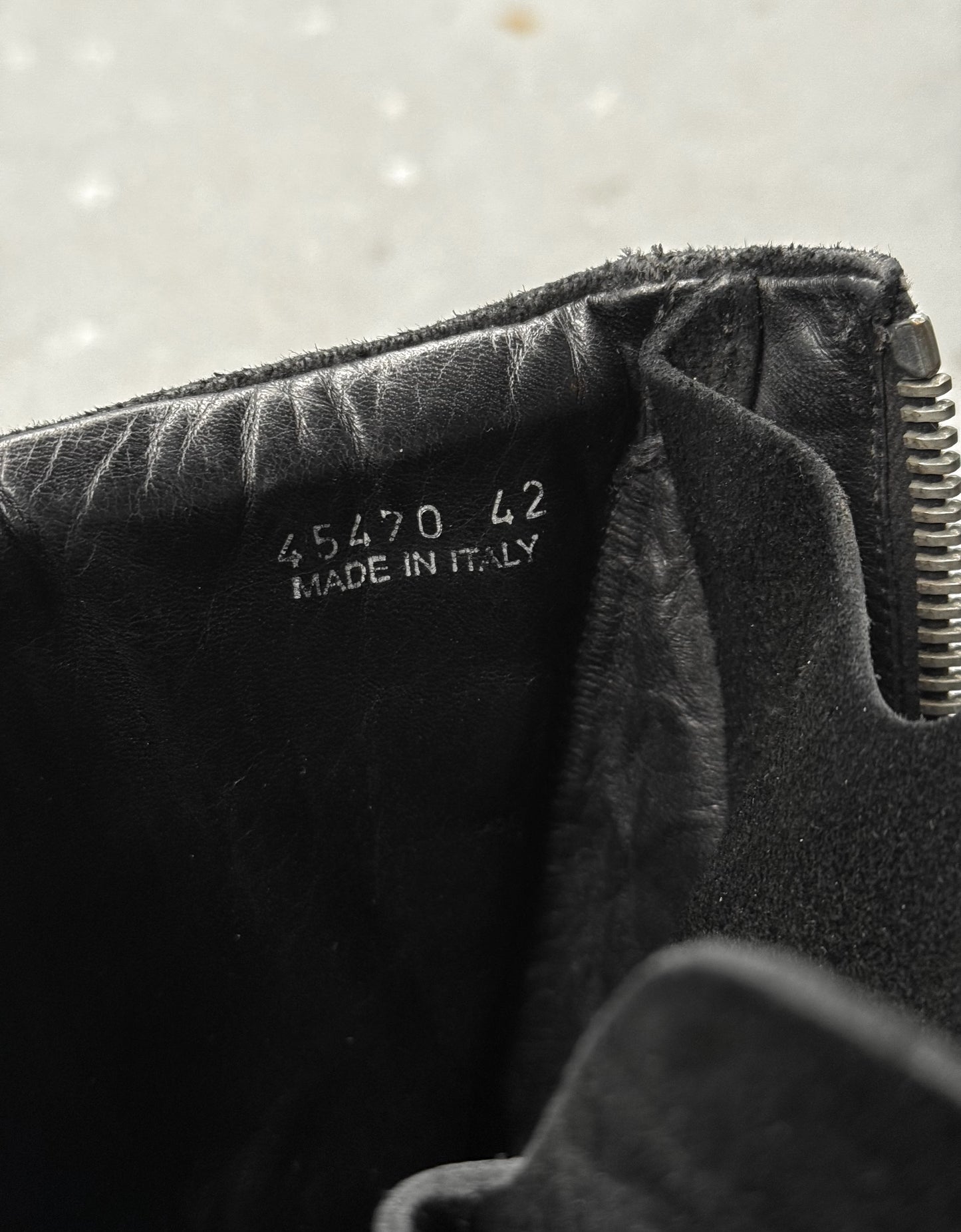 Rick Owens AW11 “LIMO” Reverse Leather Mohawk Basket Creeper Boots detail | DRIEW GARMENTS