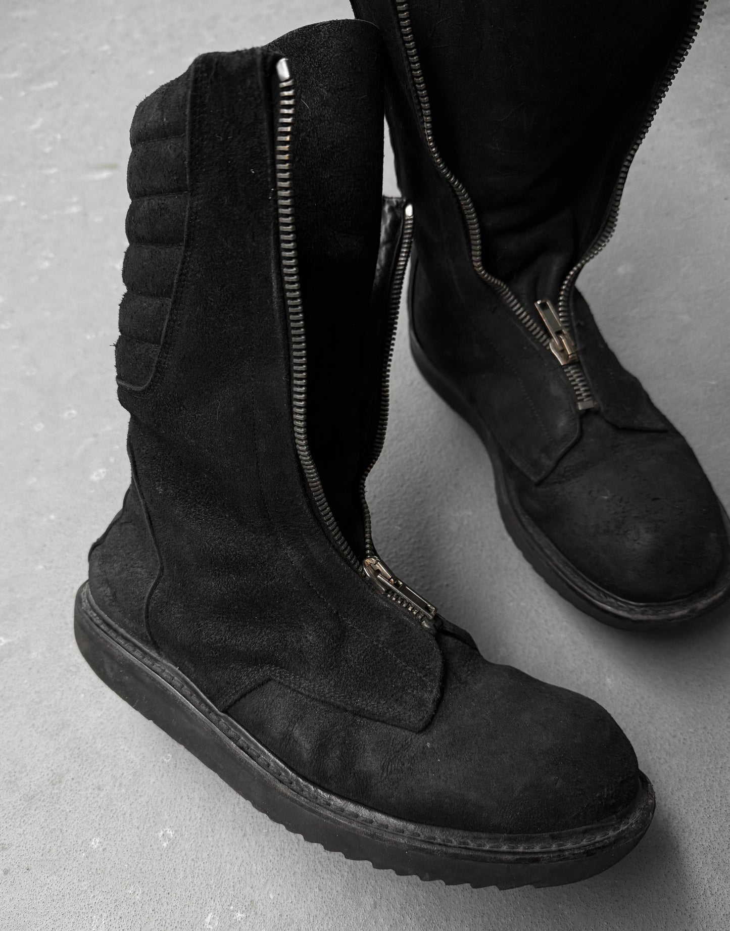 Rick Owens AW11 “LIMO” Reverse Leather Mohawk Basket Creeper Boots detail | DRIEW GARMENTS