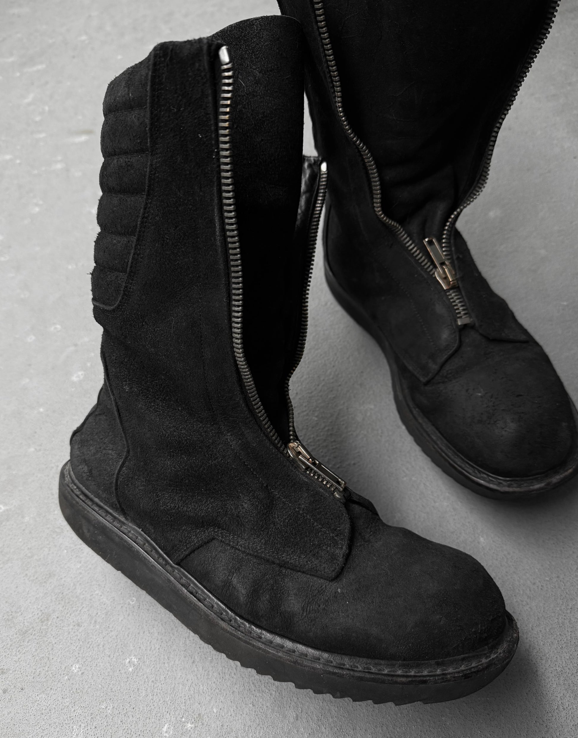 Rick Owens AW11 “LIMO” Reverse Leather Mohawk Basket Creeper Boots detail | DRIEW GARMENTS