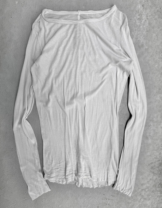 White long-sleeve shirt on a gray background