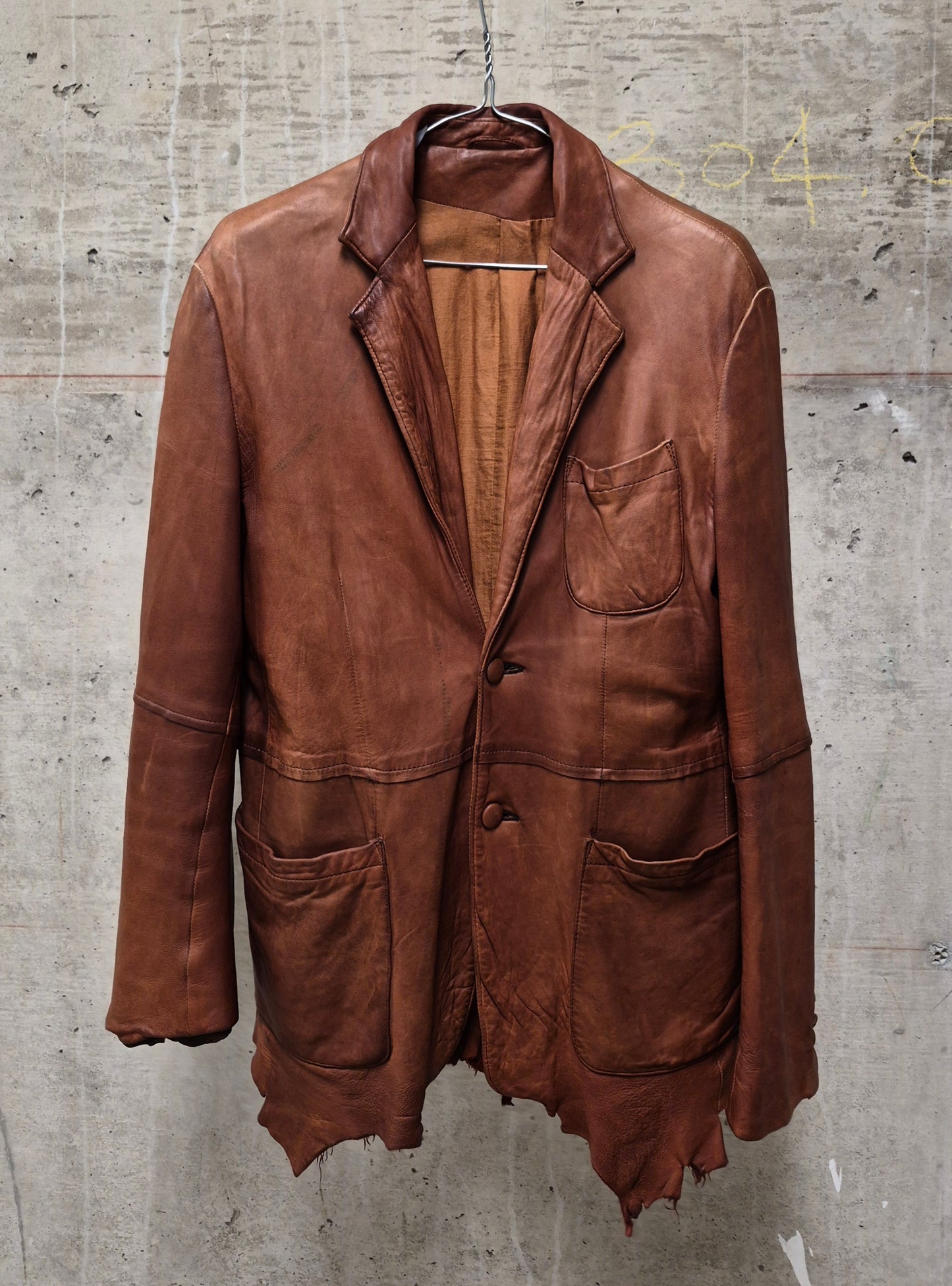 MiharaYasuhiro AW02 Over-dyed Distressed Sheepskin Leather Jacket