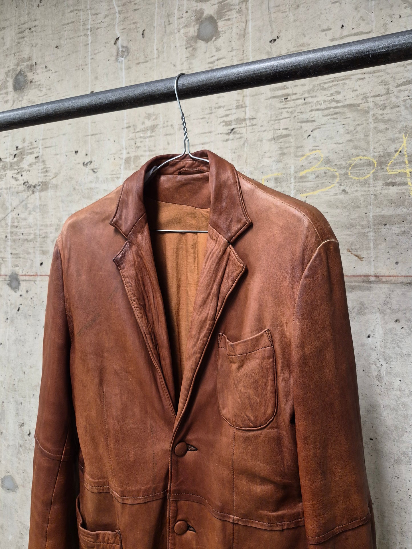 MiharaYasuhiro AW02 Over-dyed Distressed Sheepskin Leather Jacket