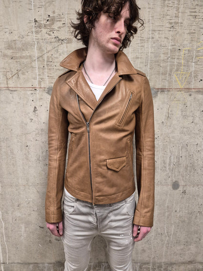 Rick Owens AW16 "MASTODON" CAMEL Heavy Calfskin Leather Stooges Jacket