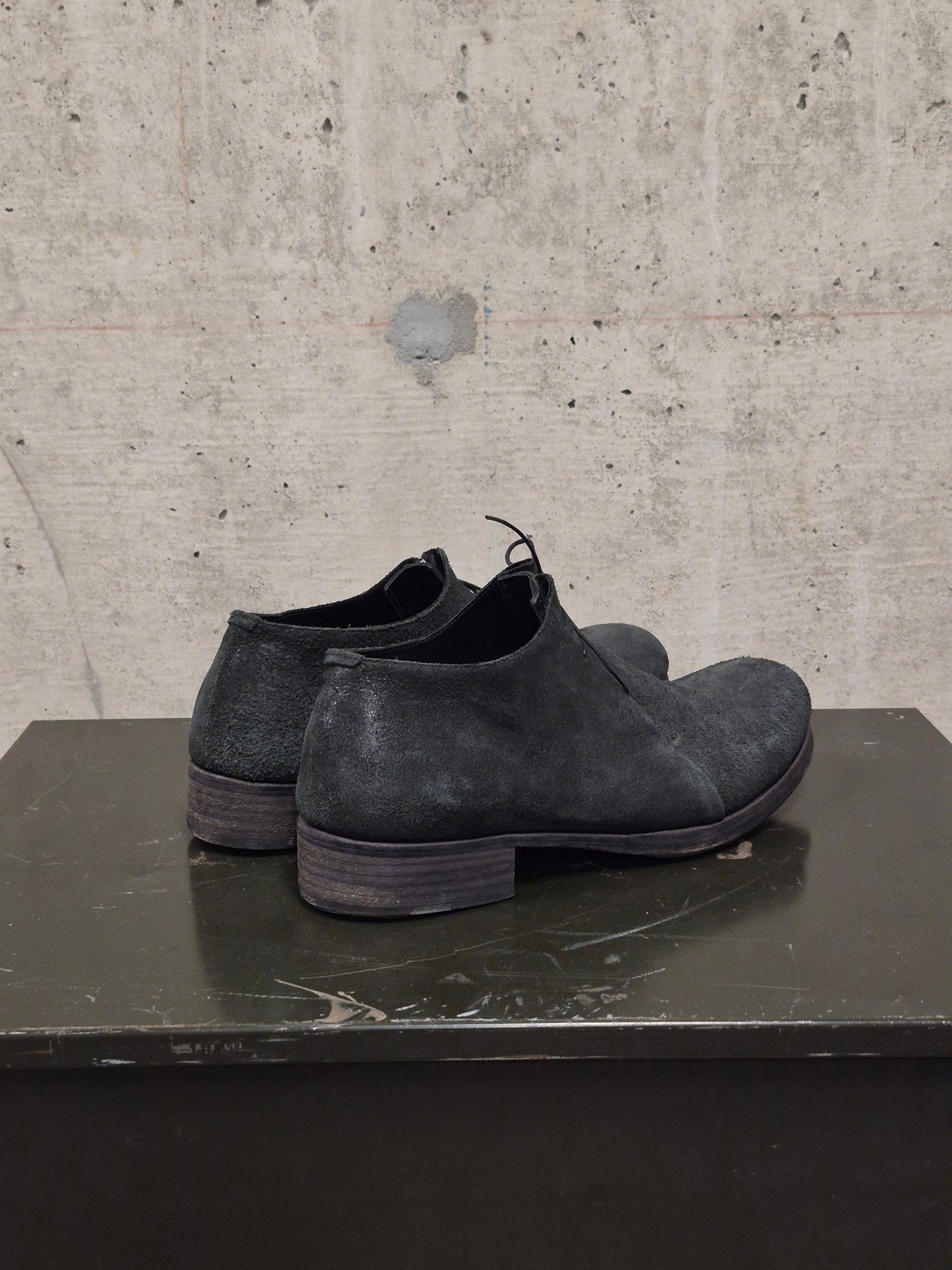 m.a+ 'S1P1 BI.R 1.0' Reverse Bison Leather Double Fold Derbies