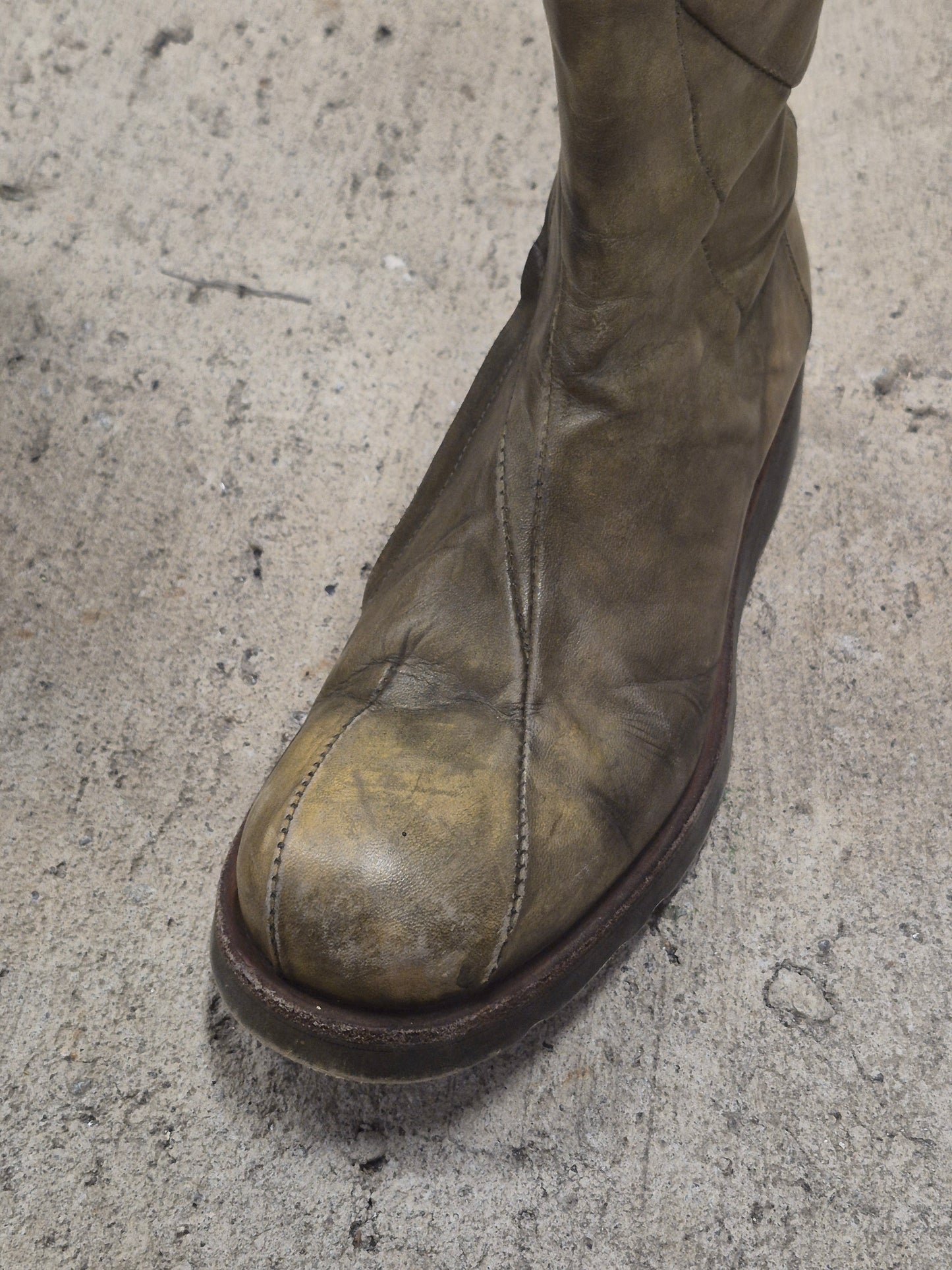 LEON EMANUEL BLANCK 'DIS-TWB/01' Special Dyed Distortion Tall Side Zip Horse Leather Wedge Boot