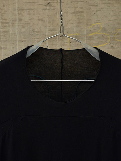 DEVOA Black Double Layered Anatomical Rolled Edge Cotton Stretch T-Shirt